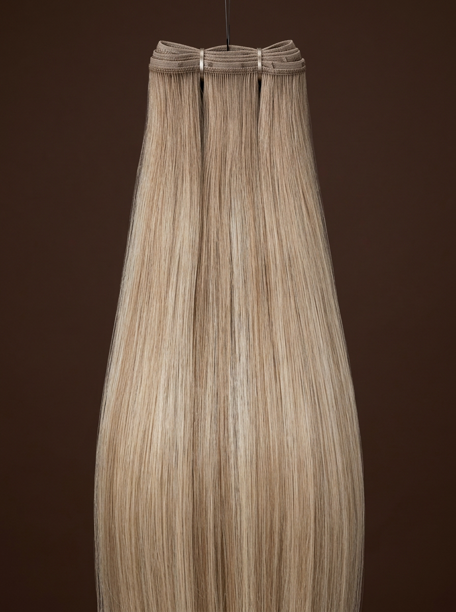Champagne hair extension swatch